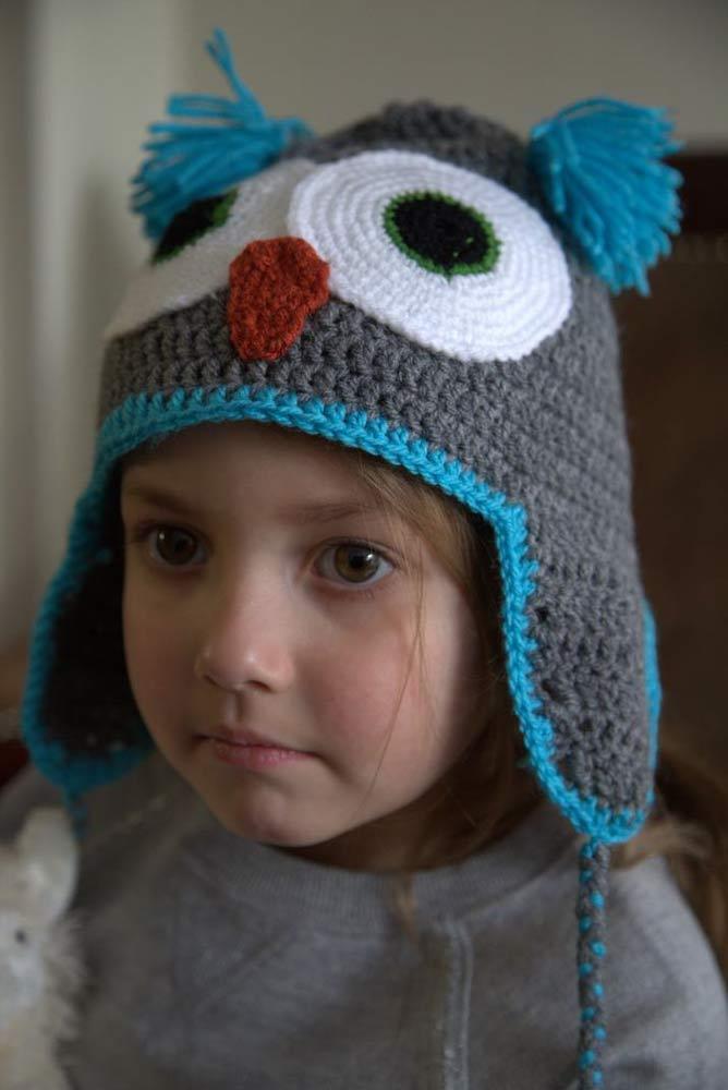 Crochet Owl Hat in Plymouth Yarn Yarnimals - F656 - PDF