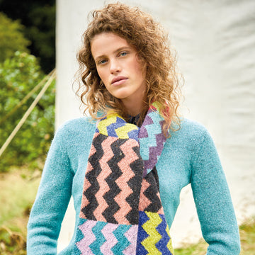 Rowan Contrast Zig Zag Scarf Knitting Pattern