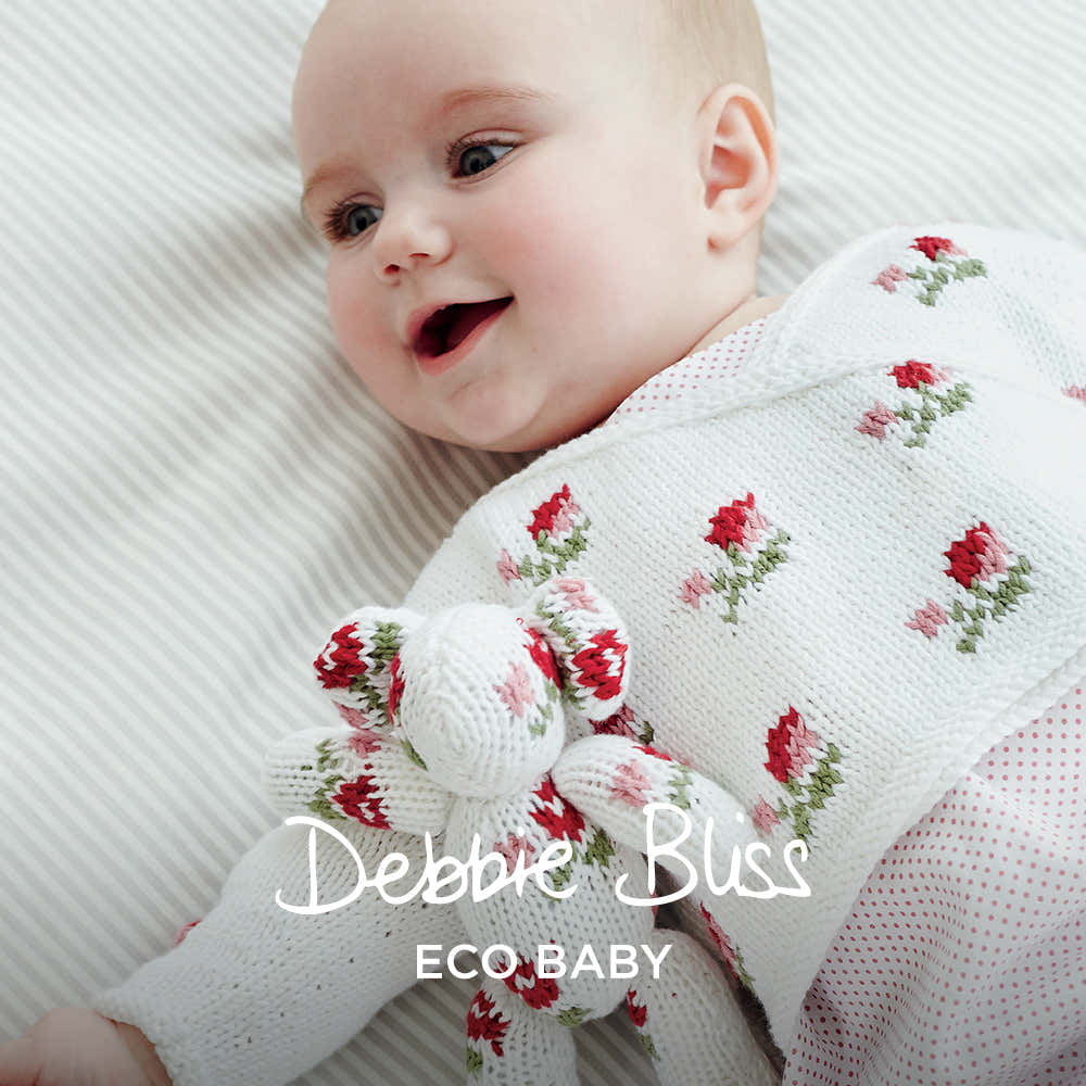 Debbie Bliss Rosebud Crossover Cardigan and Teddy Bear Set