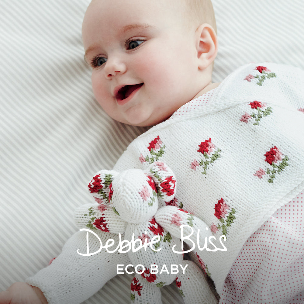 Debbie Bliss Rosebud Crossover Cardigan and Teddy Bear Set