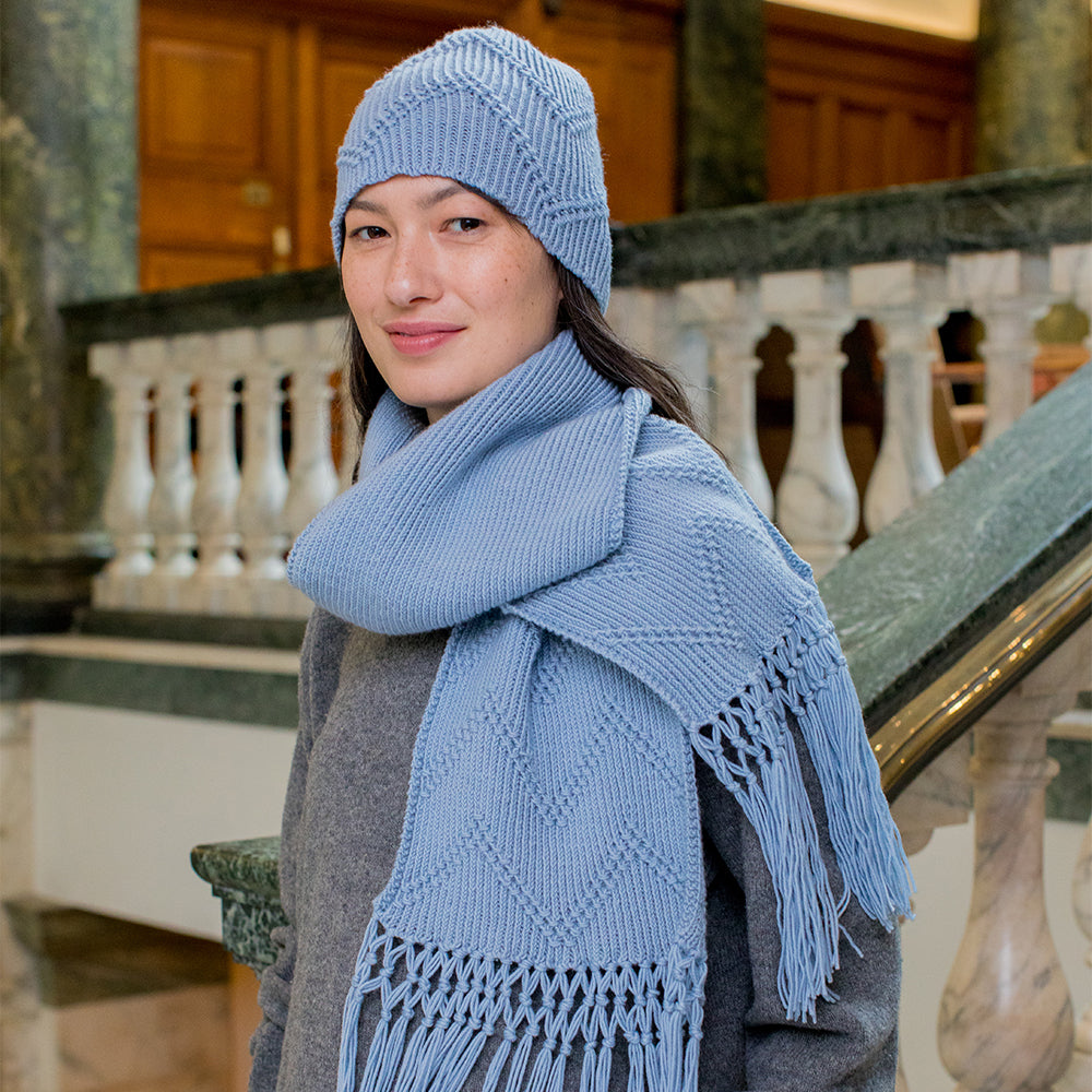 MillaMia Elsie Deco Hat & Scarf Knitting Pattern