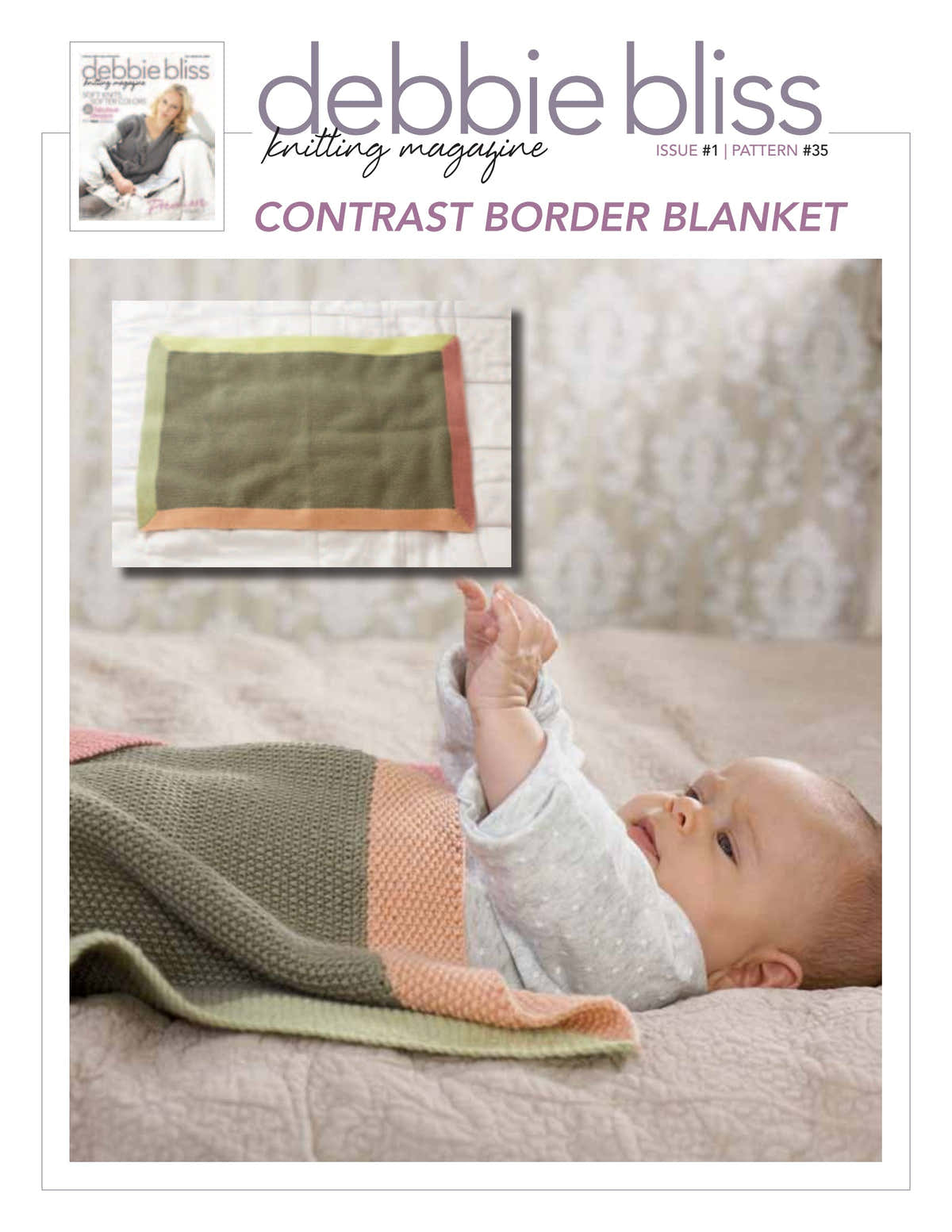 Debbie Bliss Contrast Border Blanket Knitting Pattern