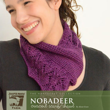 Nobadeer Crescent Scarf/Shawl in Juniper Moon Farm Findley DK - PDF