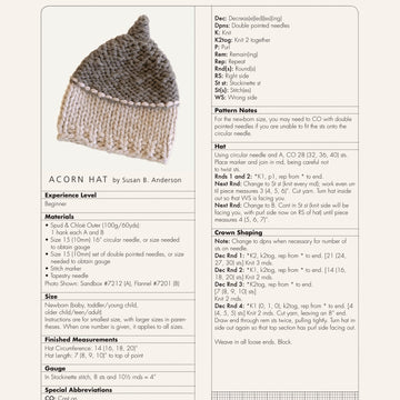 Acorn Hat Knitting Pattern