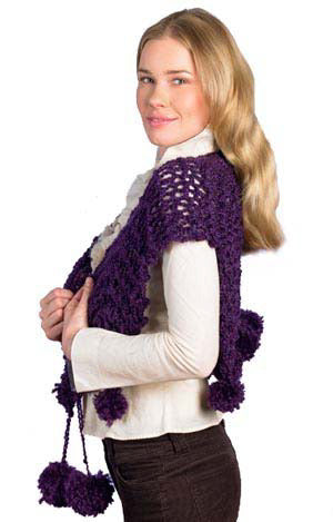 Pom-Pom One-hour Wrap in Lion Brand Homespun PDF