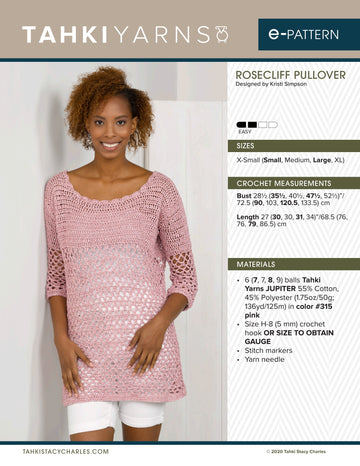 Tahki Yarns Rosecliff Pullover Crochet Pattern