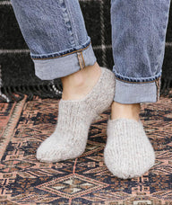 Churchmouse Studio Cozy Slipper Socks in Rowan Brushed Fleece/Kelbourne Lucky Tweed