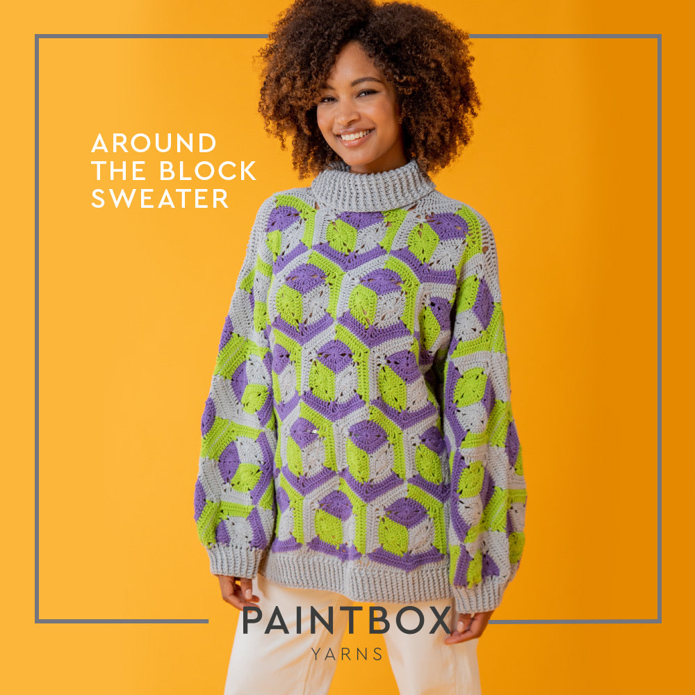 Paintbox Yarns Around the Block Sweater Crochet Pattern