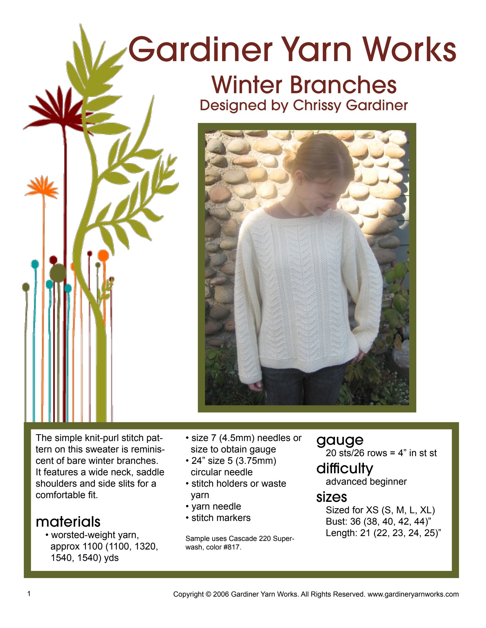 Gardiner Yarn Works Winter Branches Jumper Knitting Pattern
