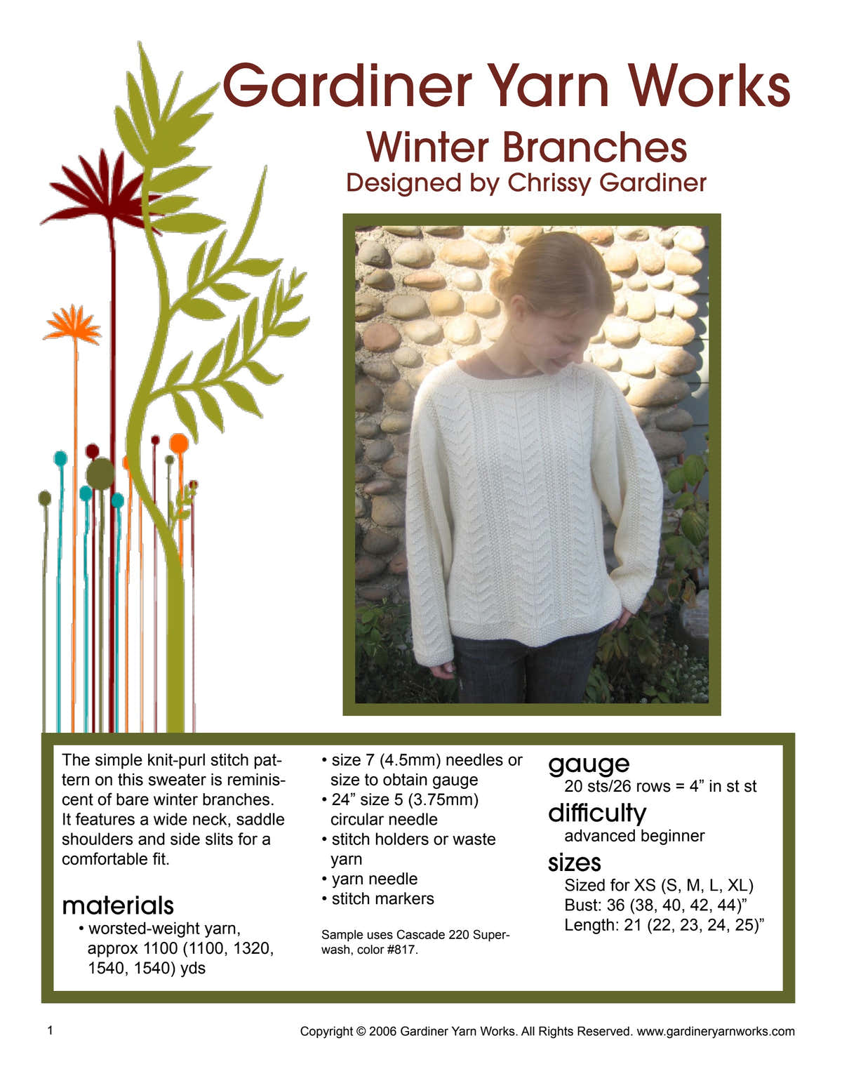 Gardiner Yarn Works Winter Branches Jumper Knitting Pattern