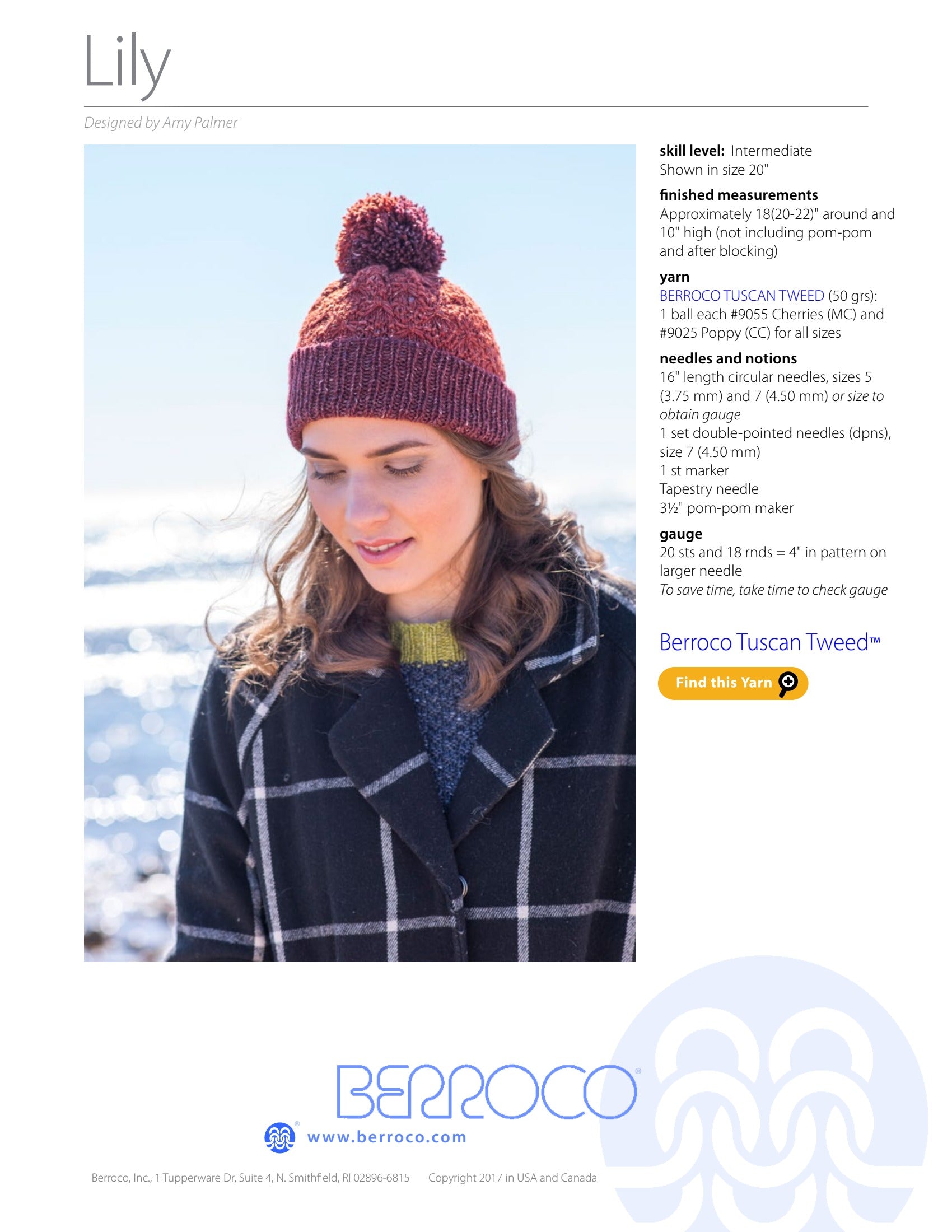 Berroco Lily Hat Knitting Pattern