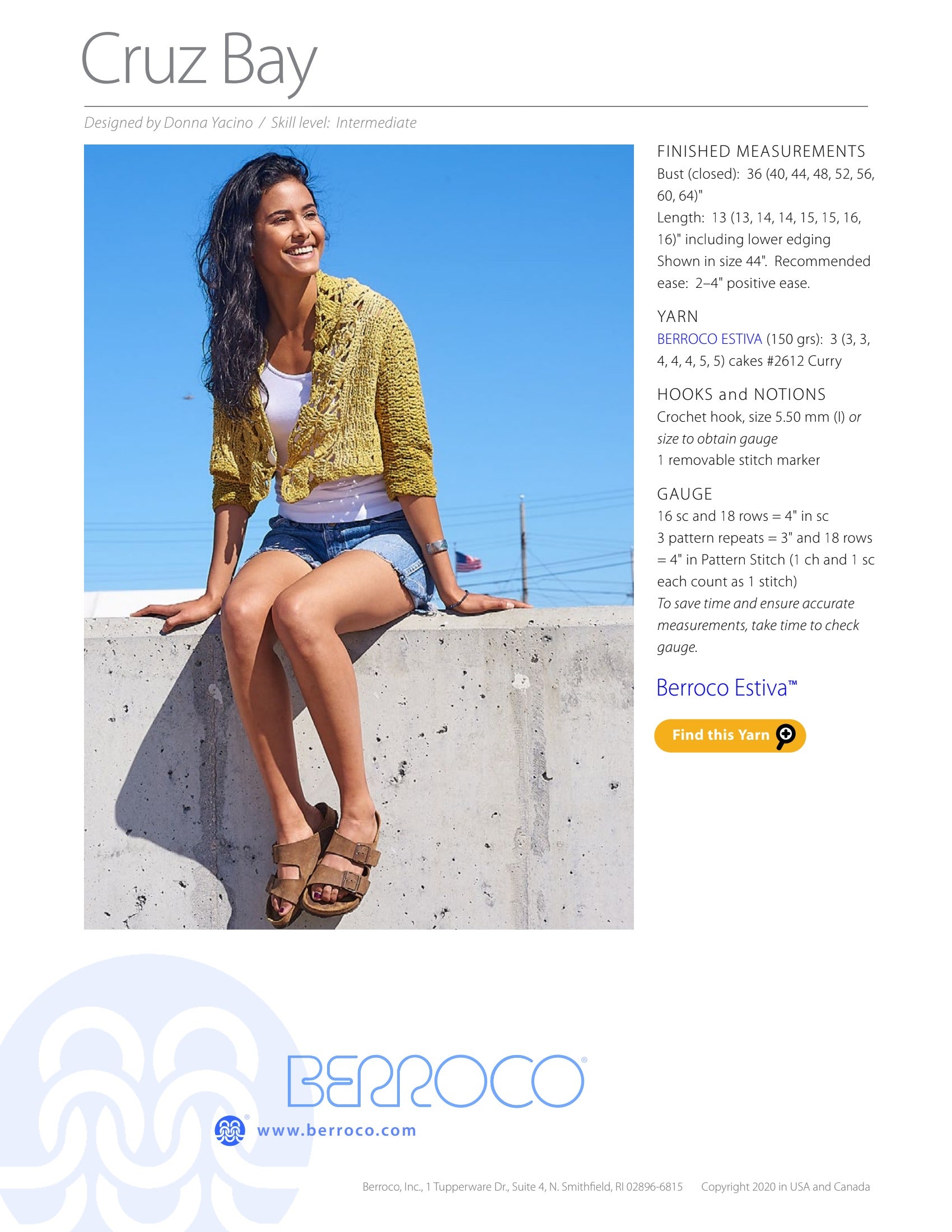 Berroco Cruz Bay Cardigan Crochet Pattern