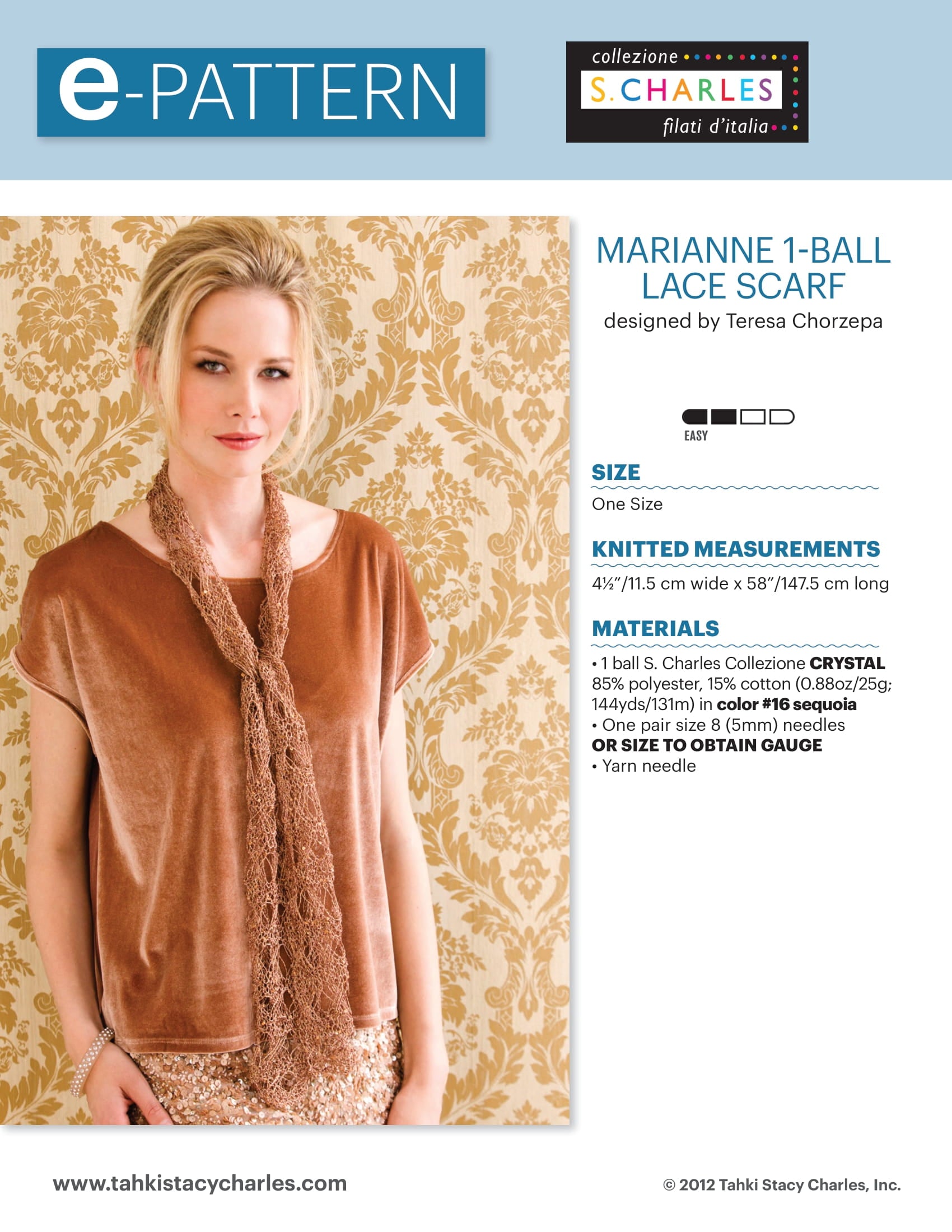Stacy Charles Fine Yarns Marianne Ball Lace Scarf Knitting