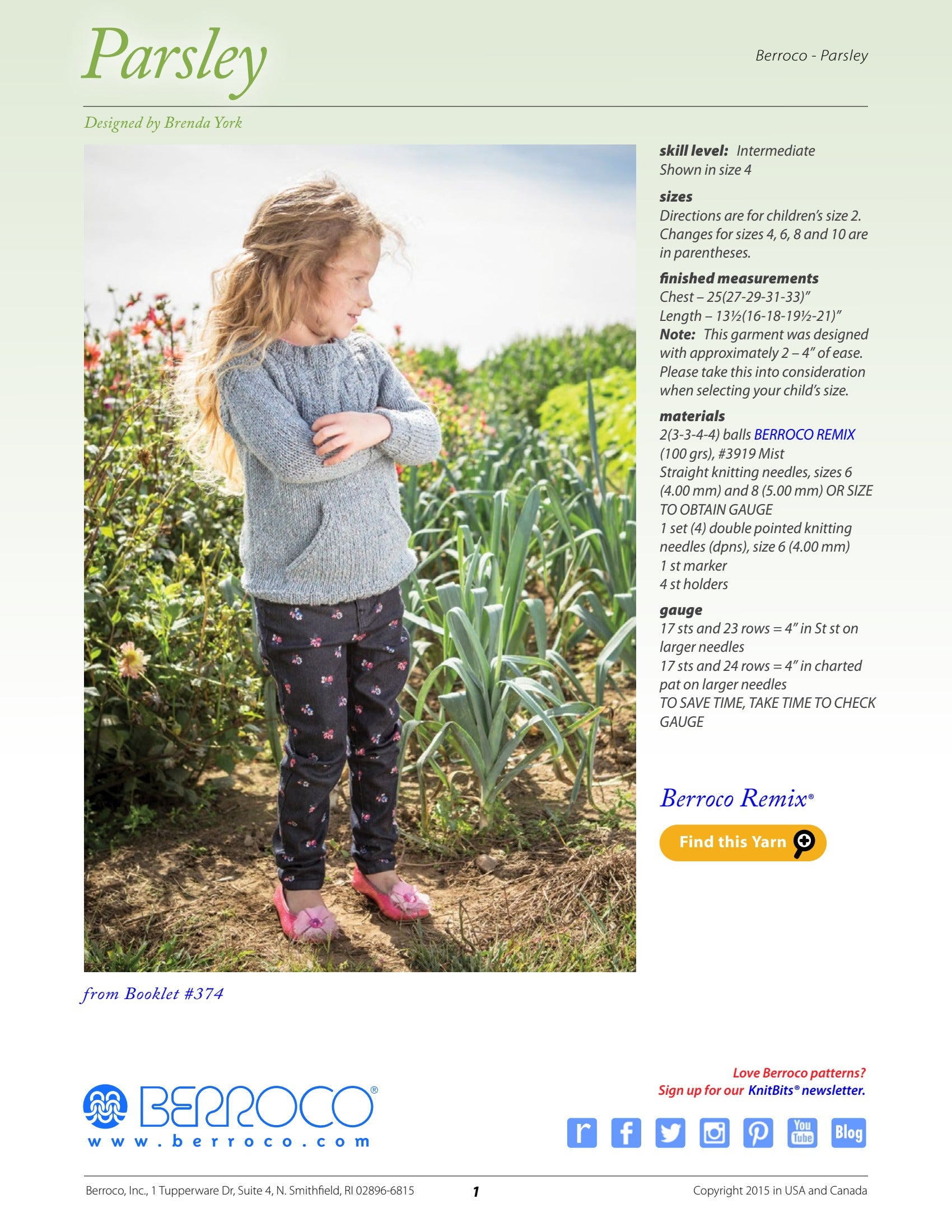 Berroco Parsley Jumper Knitting Pattern