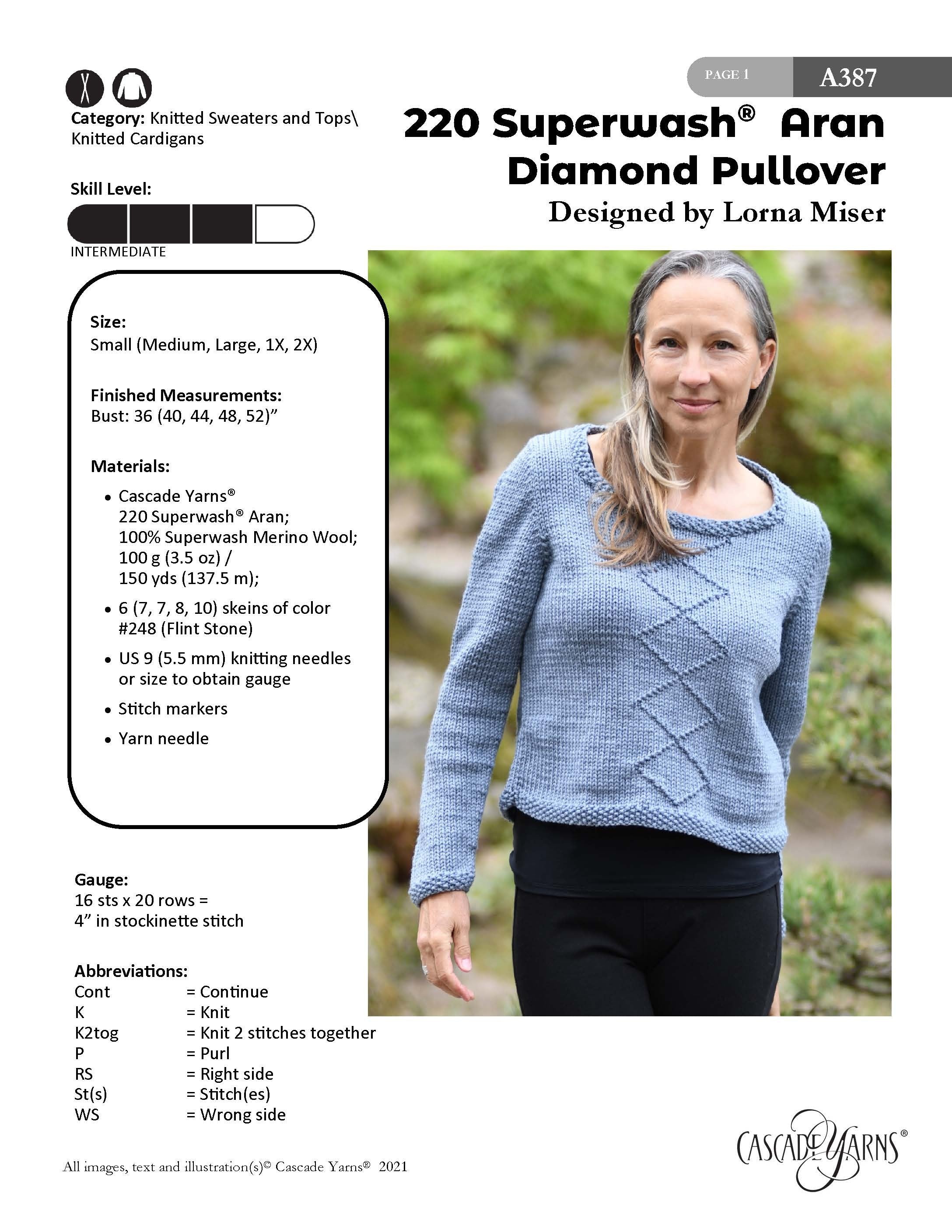 Diamond Pullover Jumper Knitting Pattern