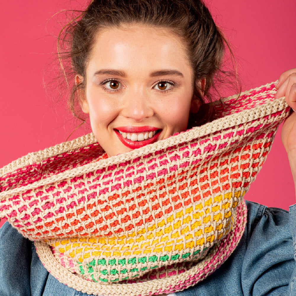 Paintbox Yarns On the Tiles Cowl Crochet Pattern