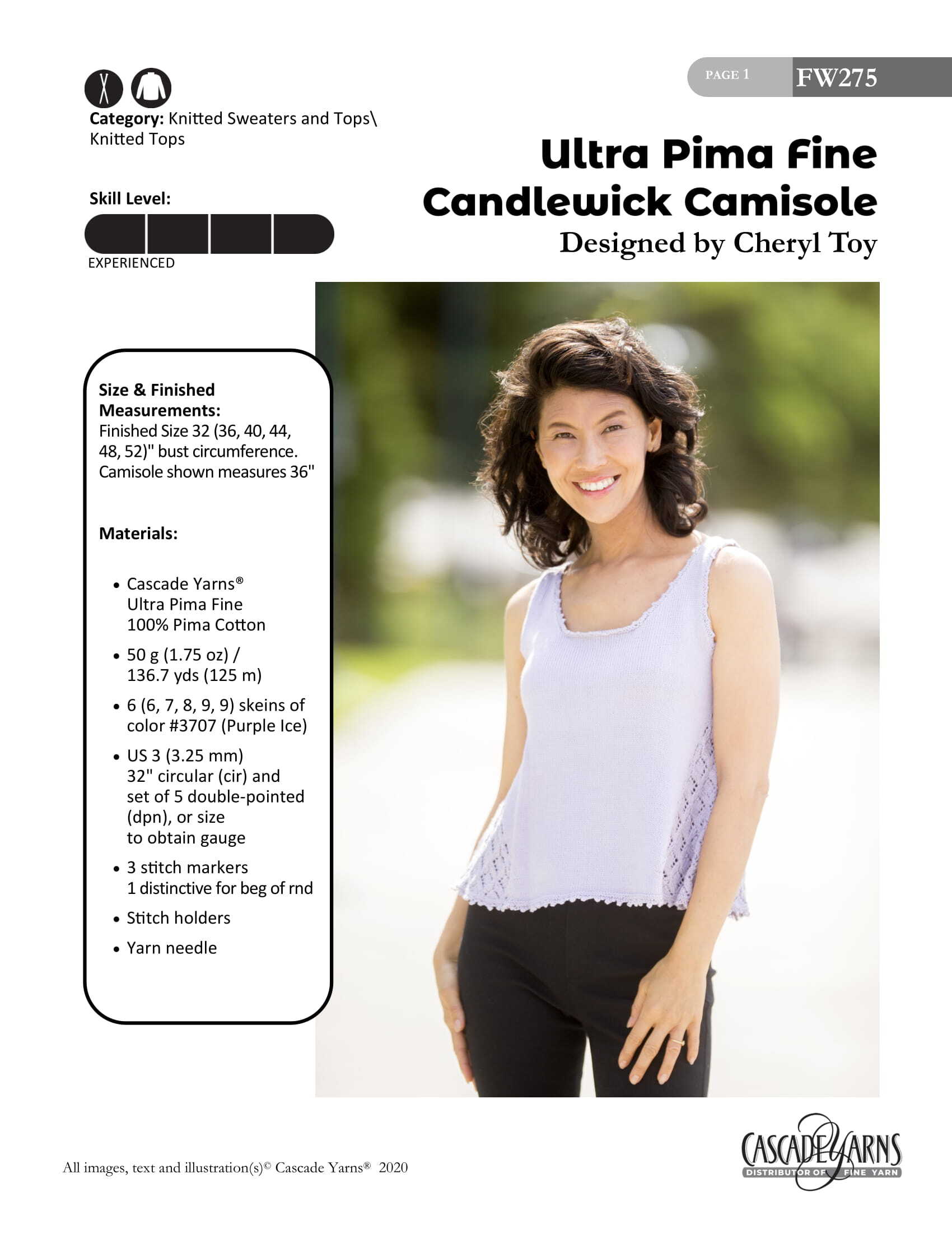 Cascade Yarns FW Candlewick Camisole Jumper Knitting Pattern