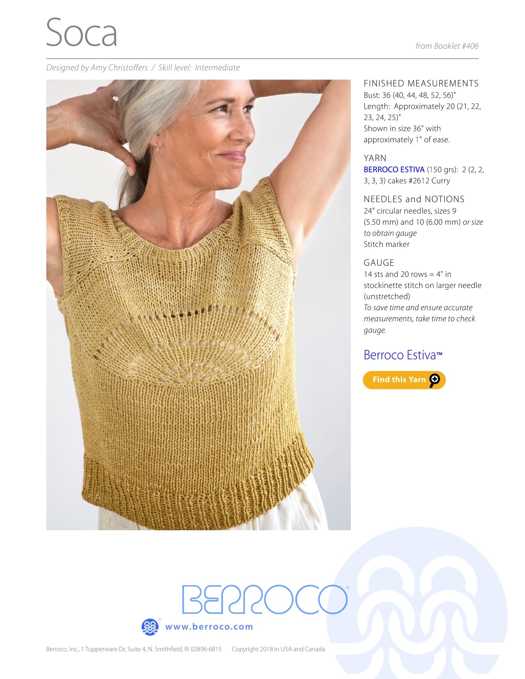 Berroco Soca Jumper Knitting Pattern