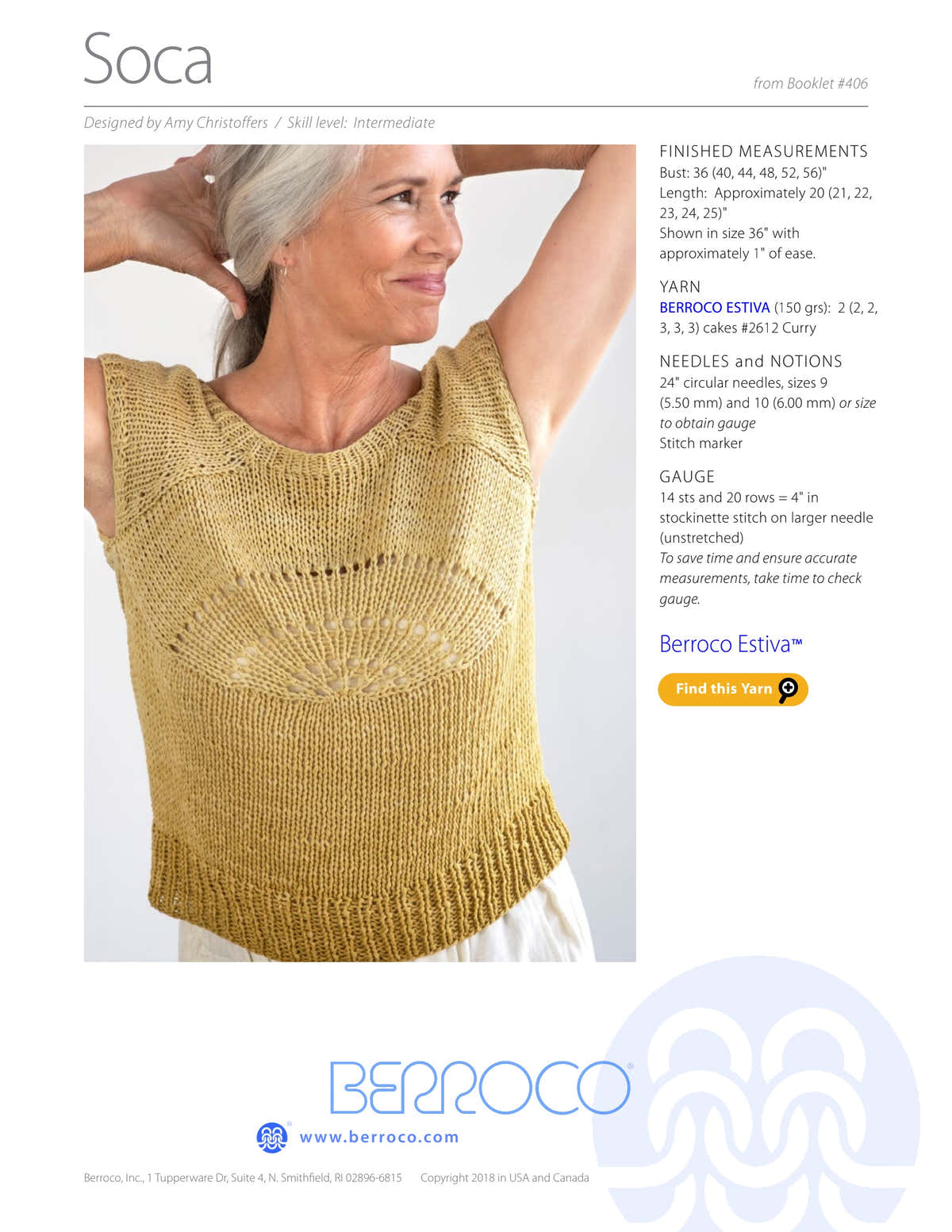 Berroco Soca Jumper Knitting Pattern