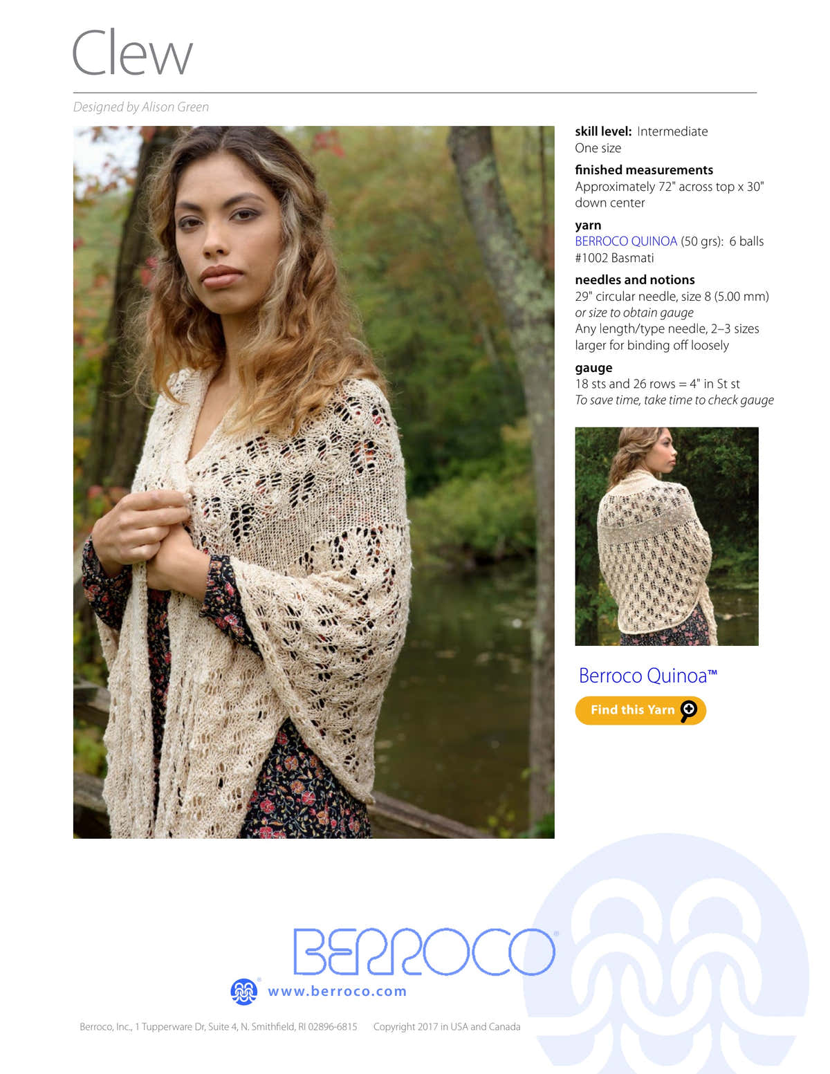 Berroco Clew Wrap Knitting Pattern