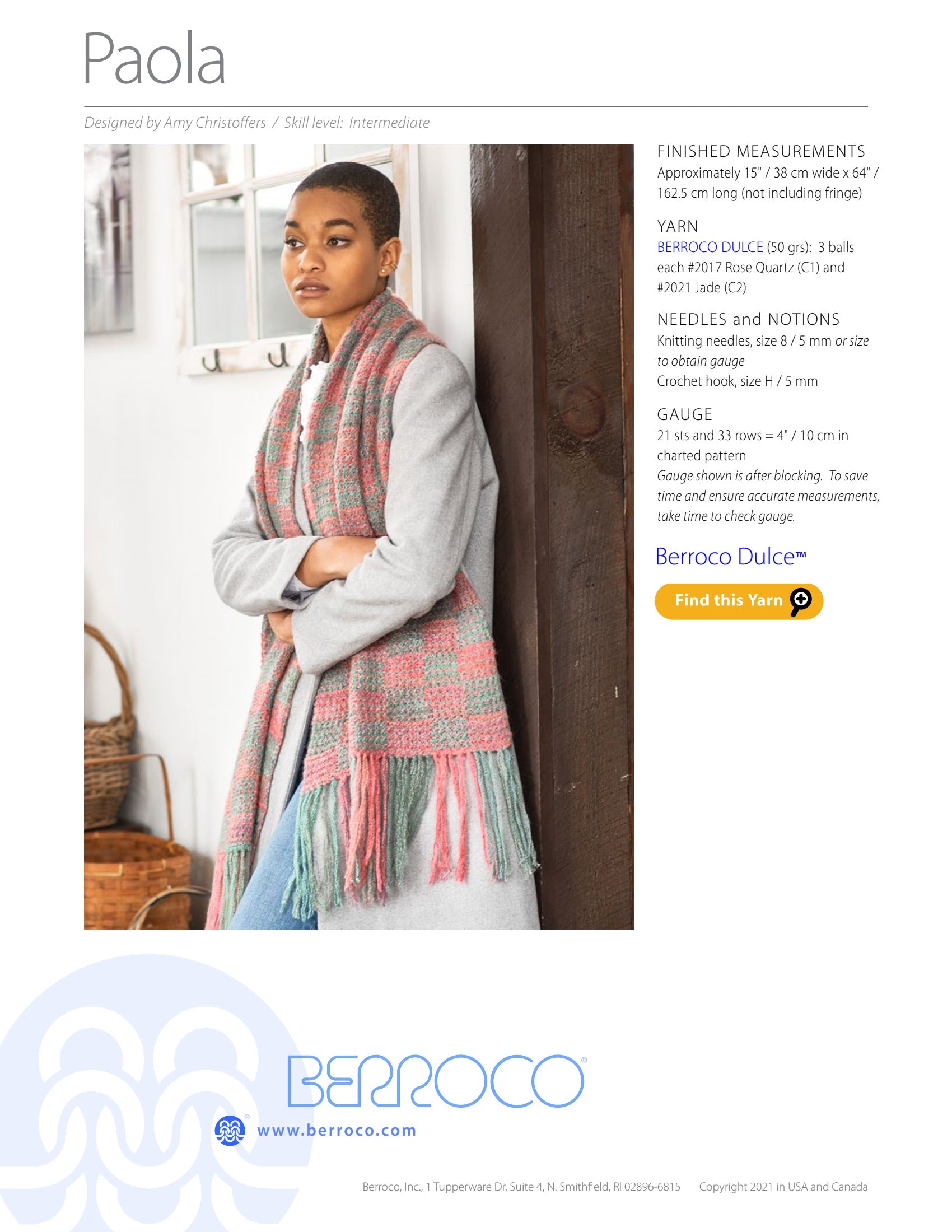 Berroco Paola Wrap Knitting Pattern