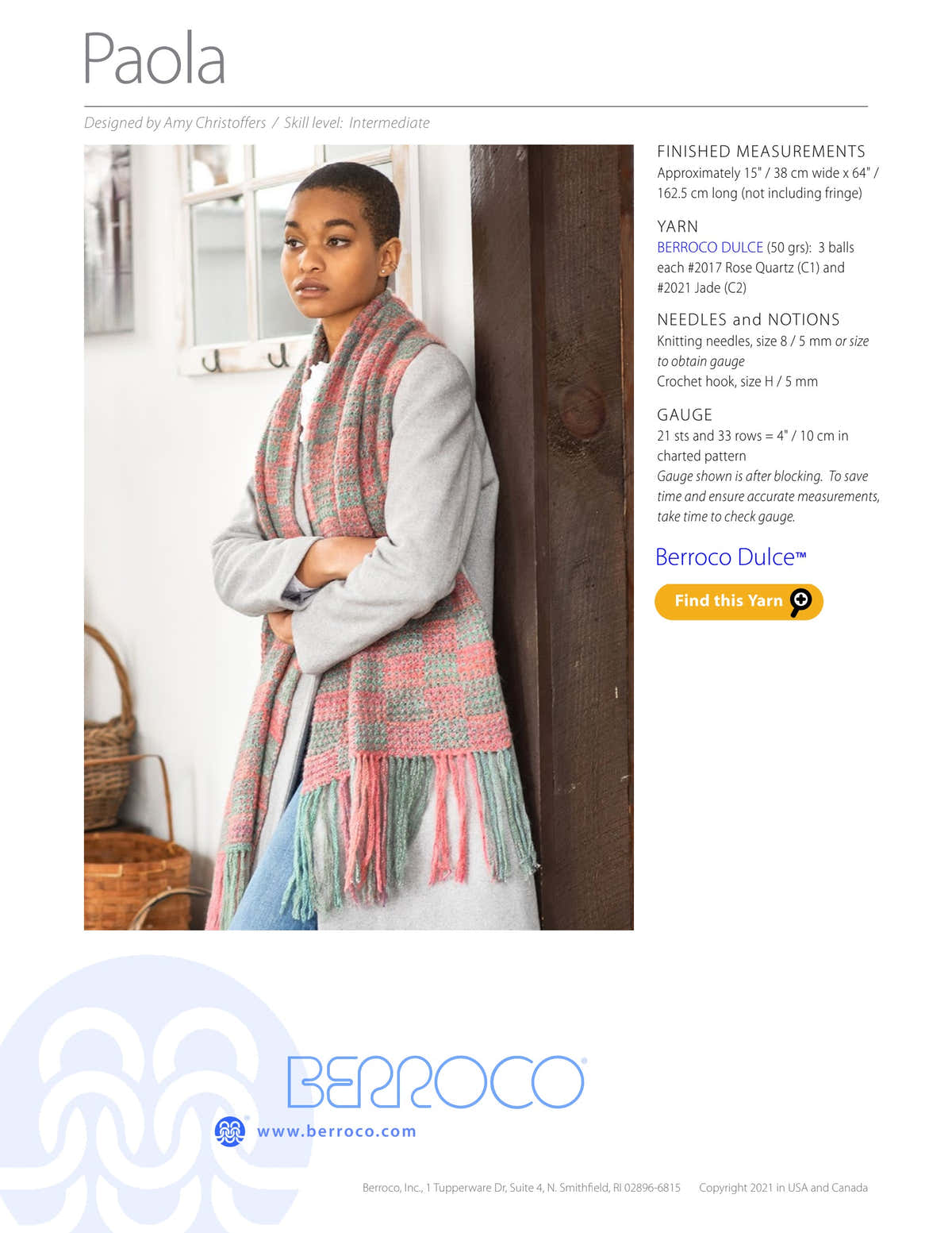 Berroco Paola Wrap Knitting Pattern