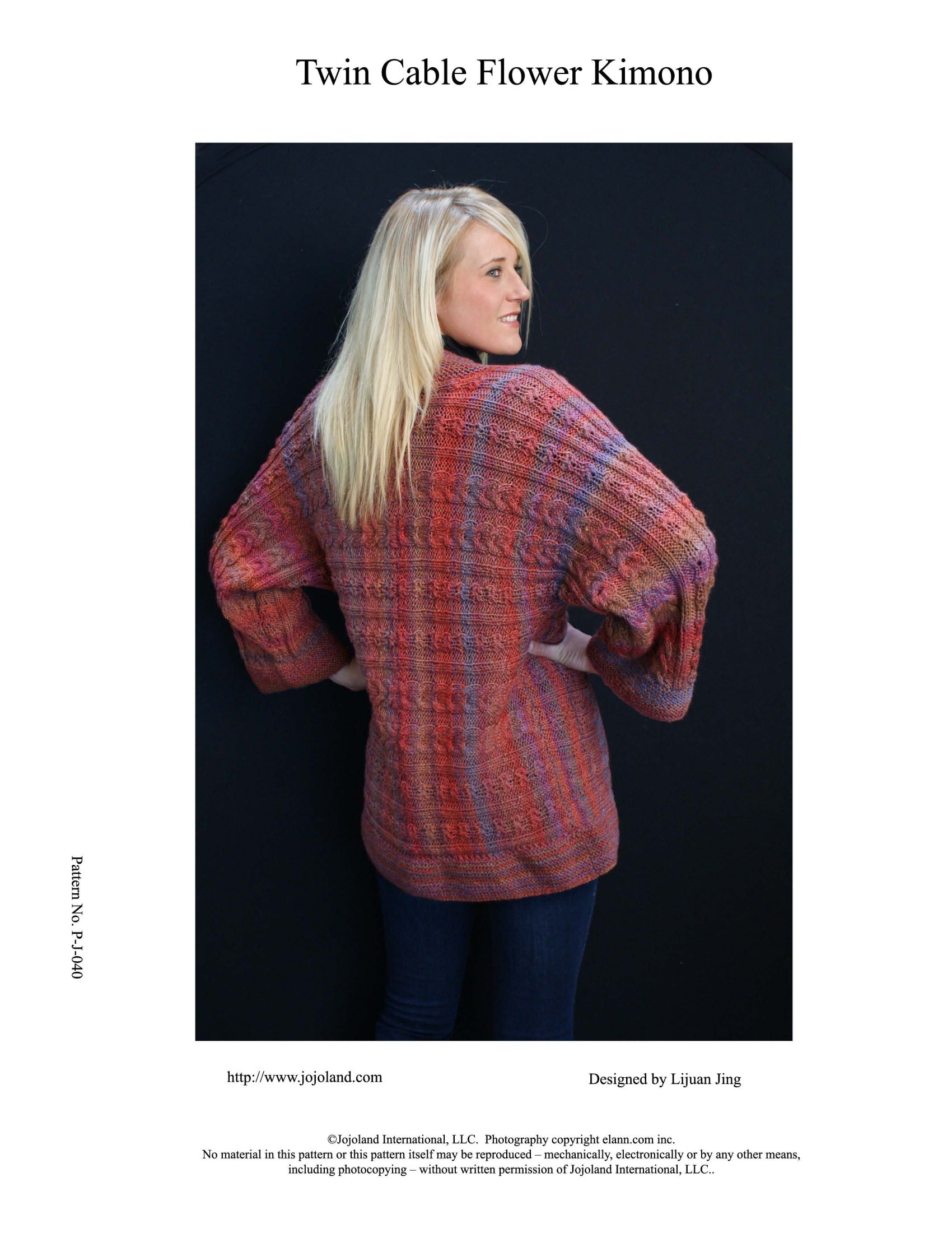 Jojoland Twin Cable Flower Kimono Cardigan Knitting Pattern