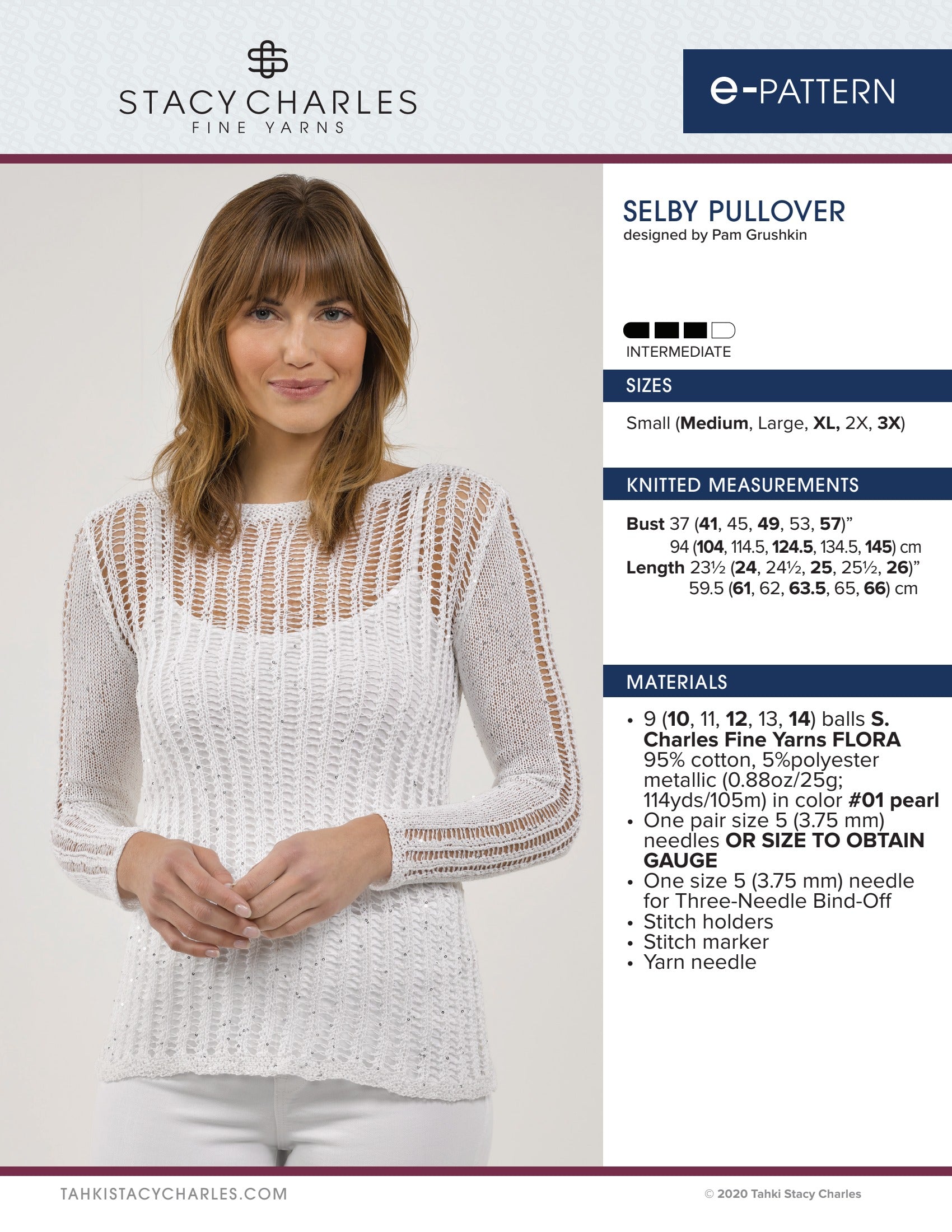 Stacy Charles Fine Yarns Selby Pullover Knitting Pattern