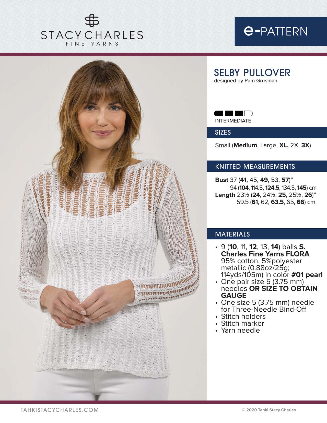 Stacy Charles Fine Yarns Selby Pullover Knitting Pattern
