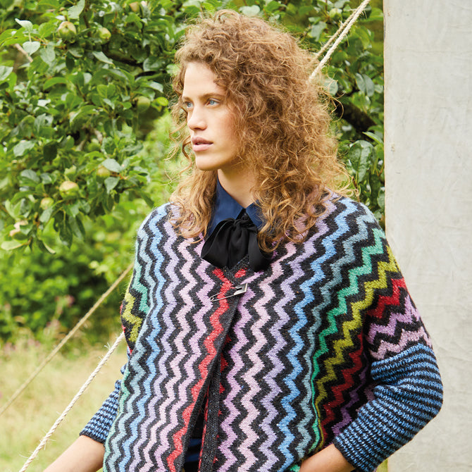 Rowan Black Multicolor Zig Zag Jacket Knitting Pattern