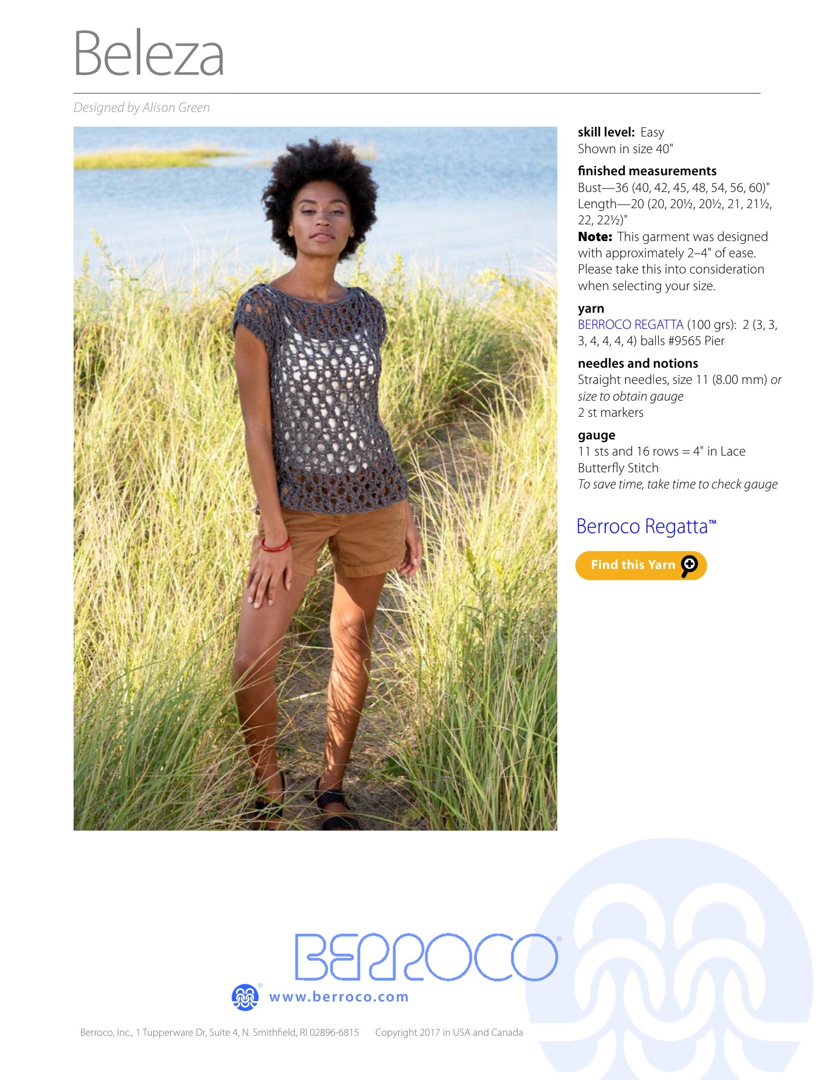 Berroco Beleza Jumper Knitting Pattern