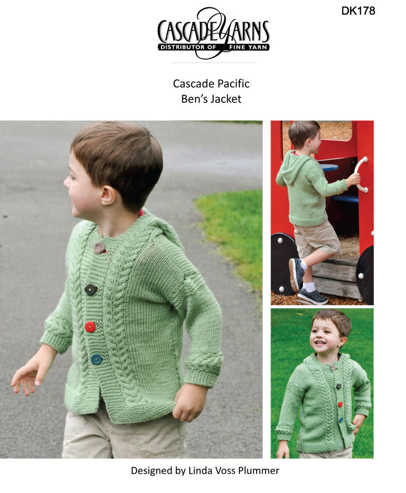 Ben's Jacket Cascade PacificFree Knitting Pattern