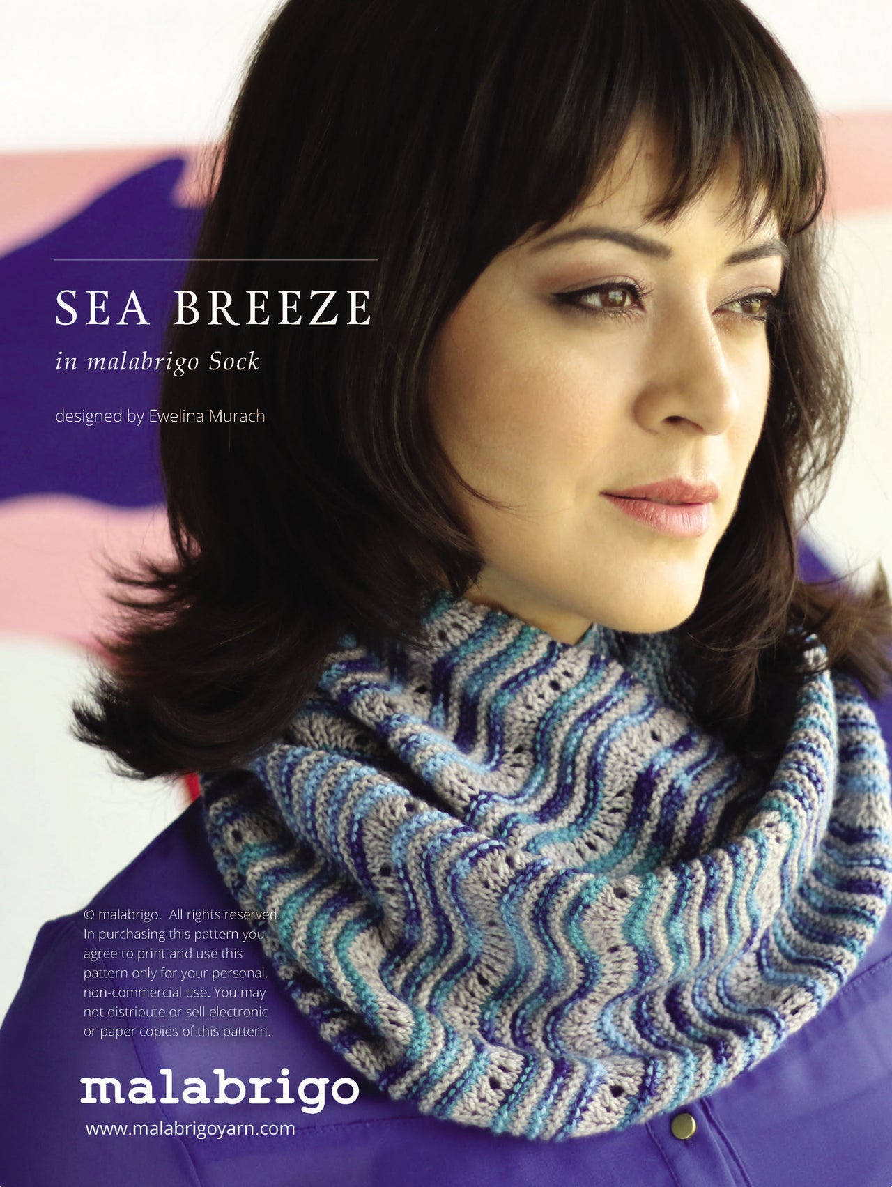 Sea Breeze Cowl in Malabrigo Sock - PDF