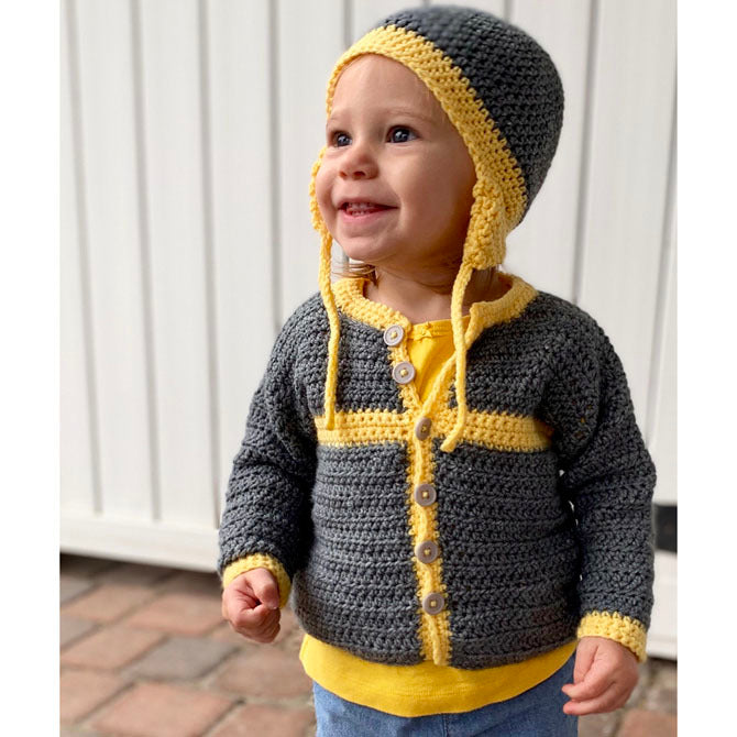 Plymouth Yarn Crocheted Cottage Baby Cardigan and Hat
