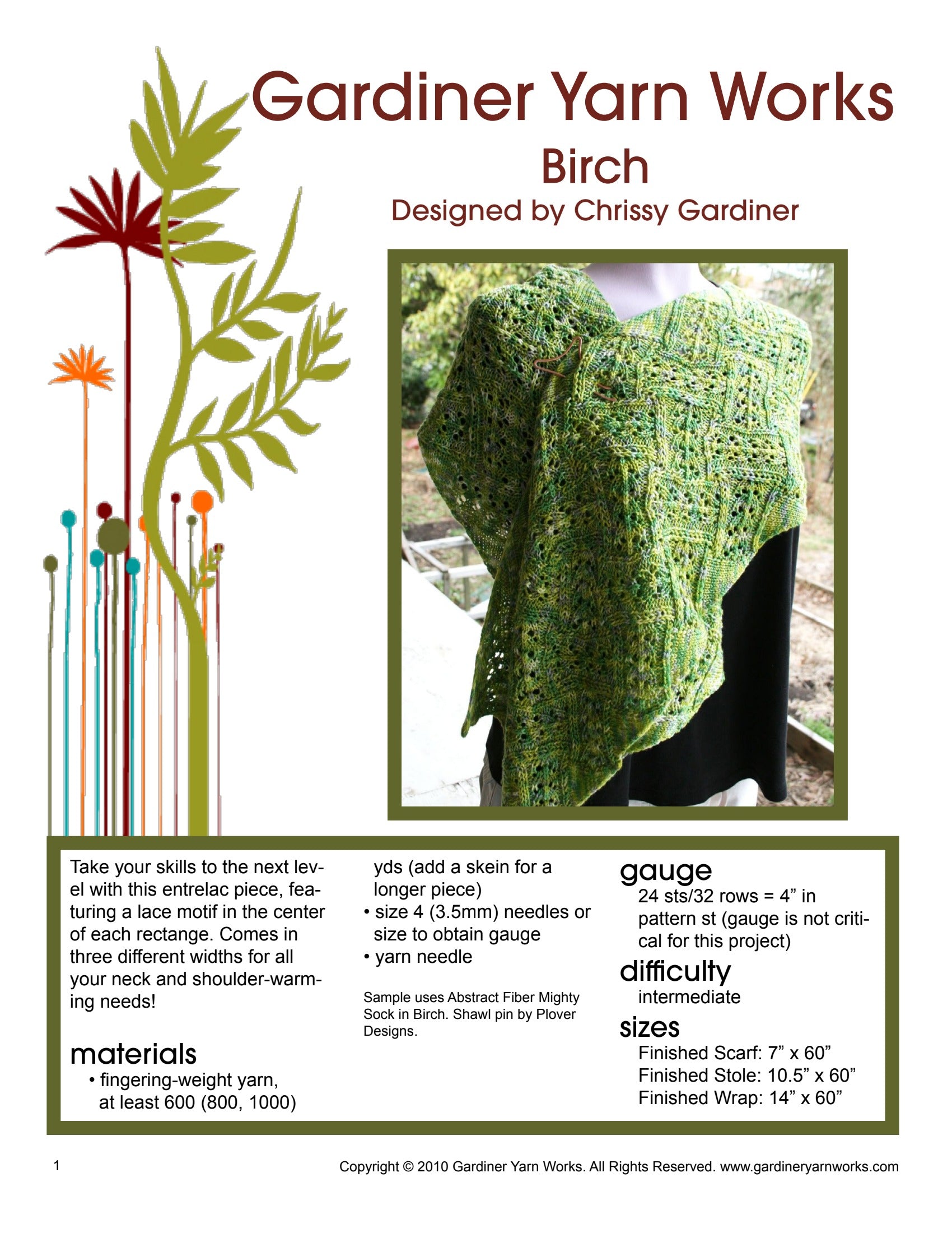 Gardiner Yarn Works Birch Wrap Knitting Pattern