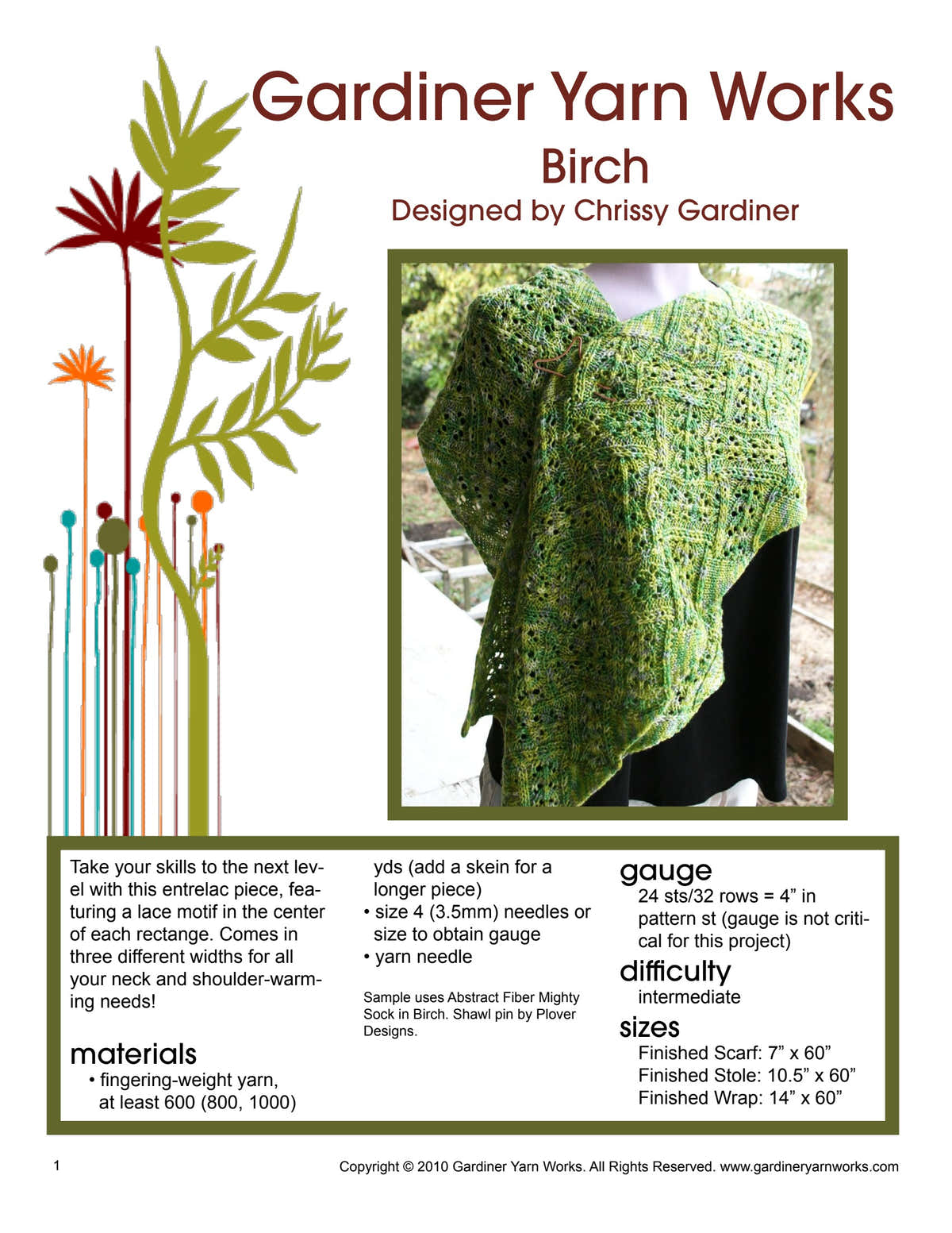 Gardiner Yarn Works Birch Wrap Knitting Pattern