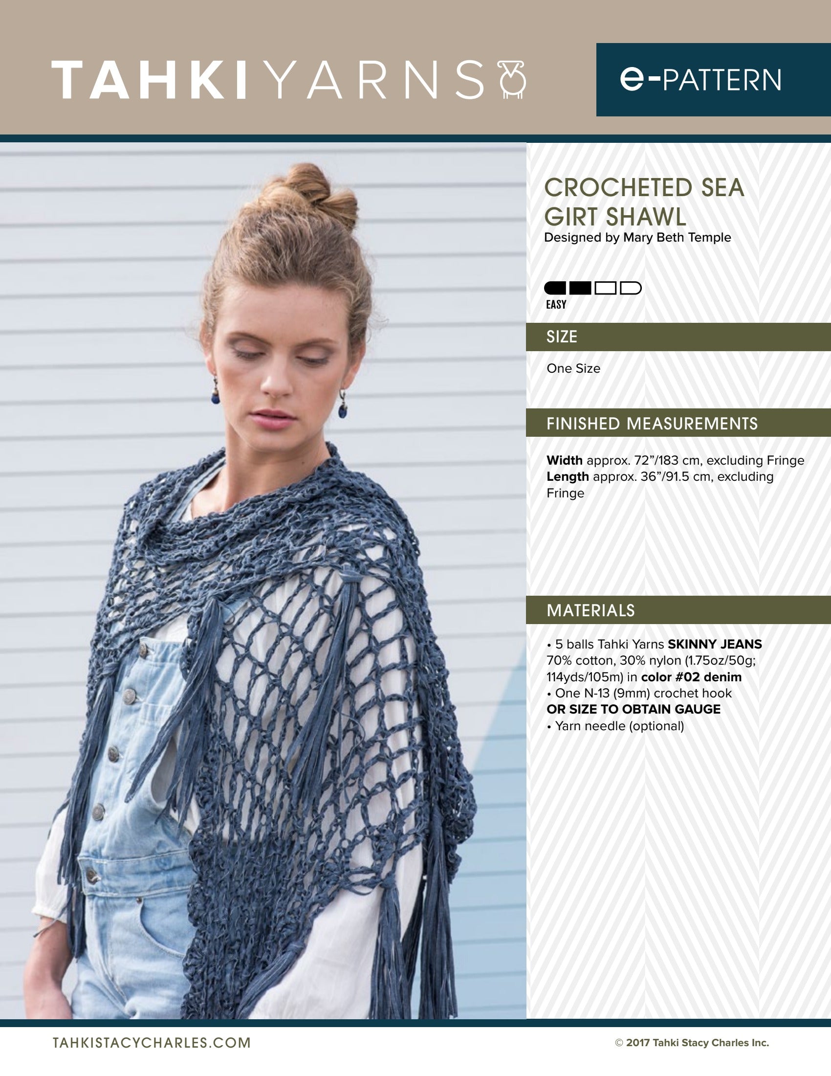 Tahki Yarns Crocheted Sea Girt Shawl Pattern Pattern