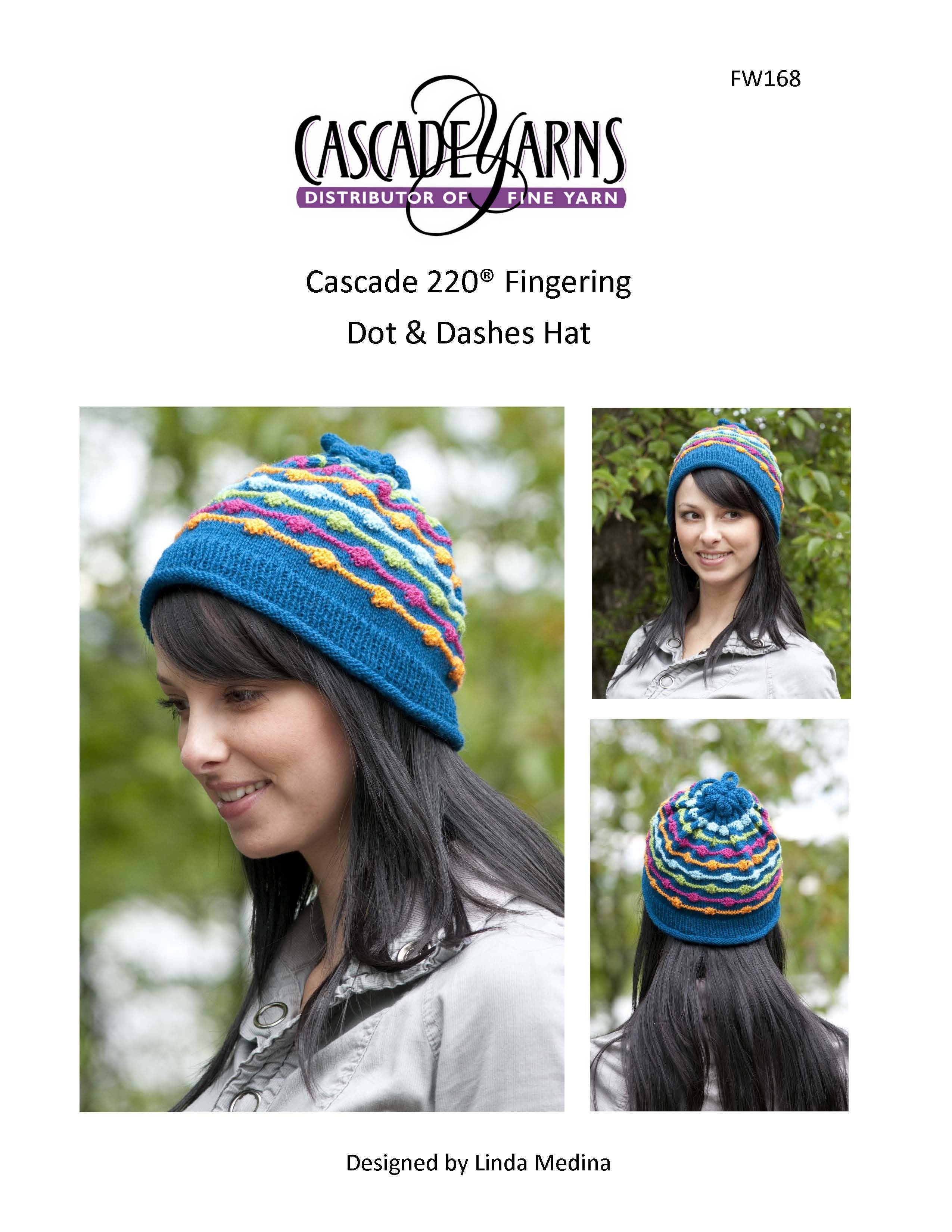 Cascade Yarns FW Fingering Dot & Dashes Hat Knitting Pattern