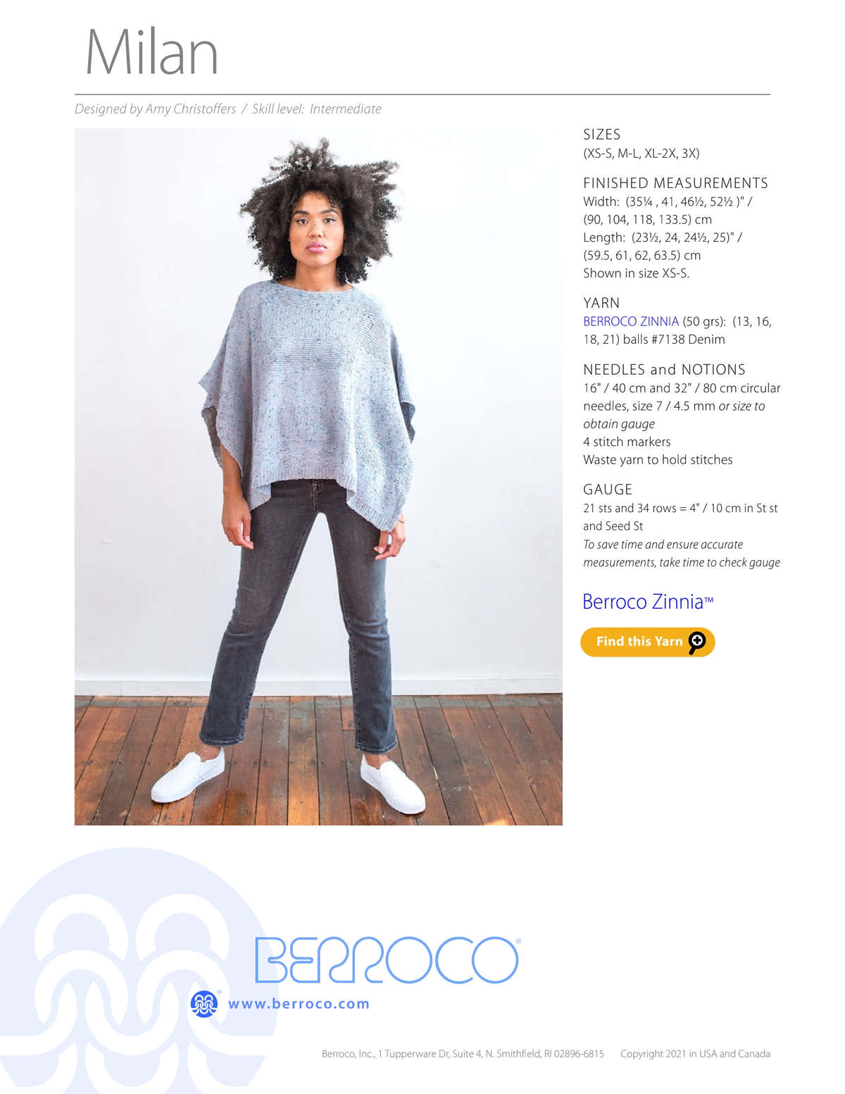 Berroco Milan Cape Knitting Pattern