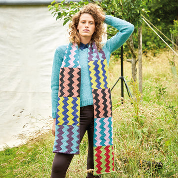 Rowan Contrast Zig Zag Scarf Knitting Pattern