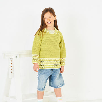 Girls Crochet Collared Sweater and Cardigan in Stylecraft Special DK