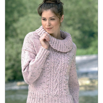 James C. Brett JB044 Cabled Sweater Knitting Pattern