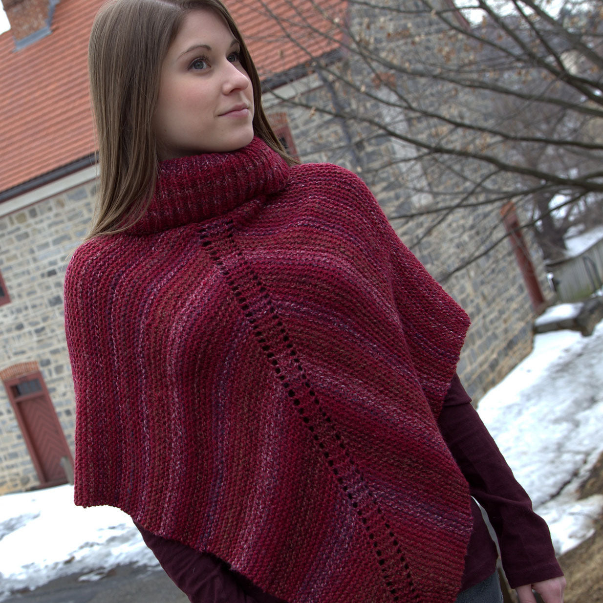 Plymouth Yarn Women's PonchoPDF Cape Knitting Pattern