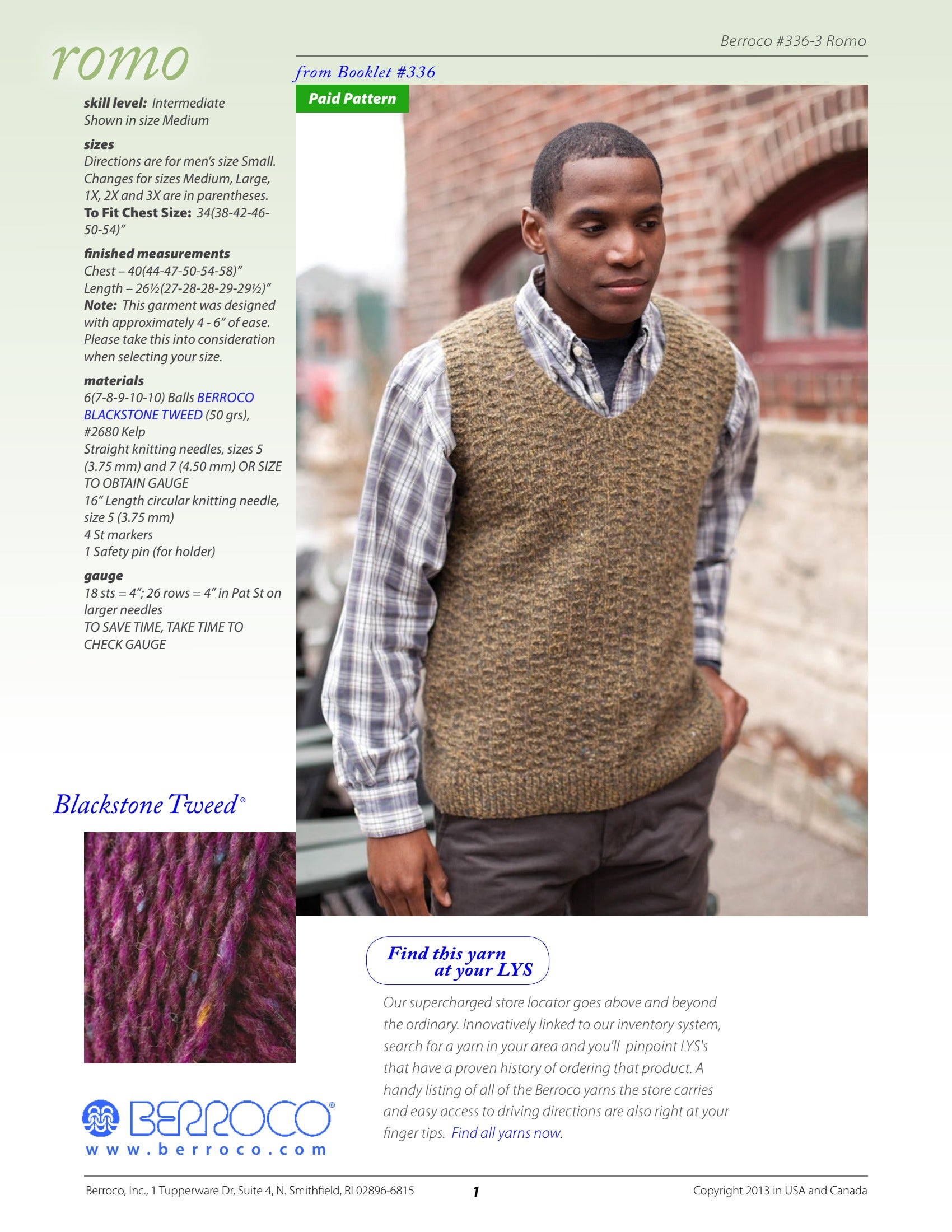 Berroco Romo Vest Knitting Pattern