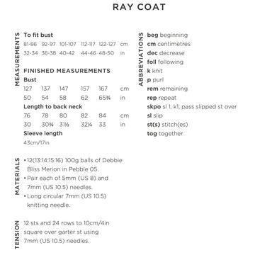 Debbie Bliss Ray Coat Knitting Pattern