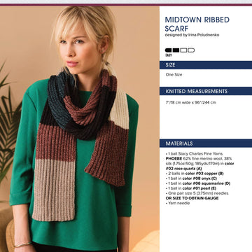 Stacy Charles Fine Yarns Midtown Ribbed Scarf Knitting