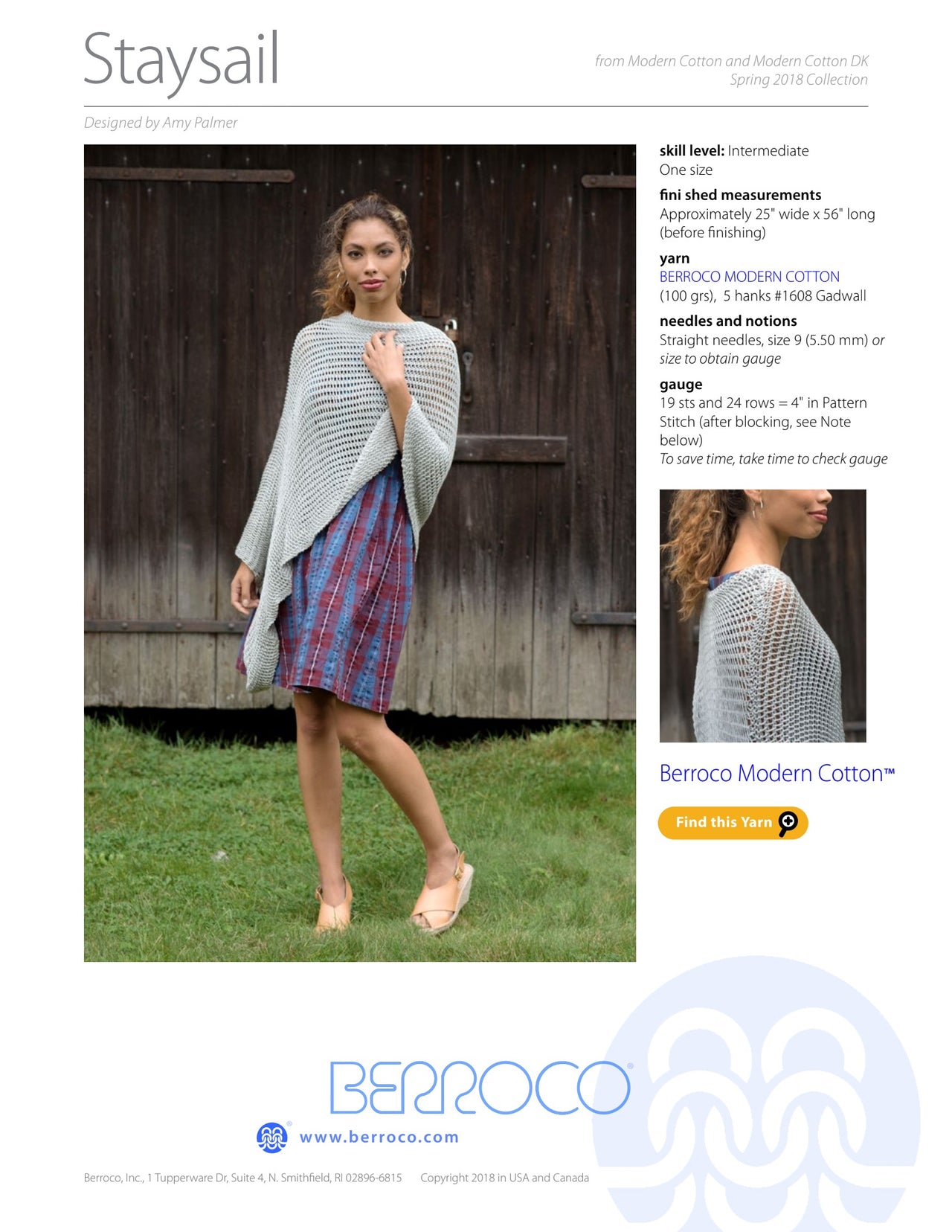 Berroco Staysail Cape Knitting Pattern