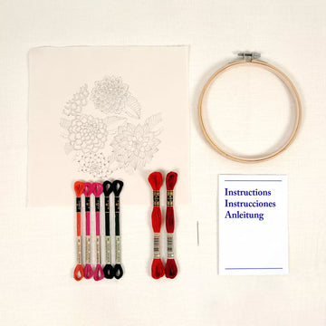 Dahlias by Marie-Dominique Procureur Easy Embroidery Kit