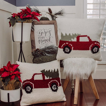 Farmhouse Truck Knit Pillow Cover