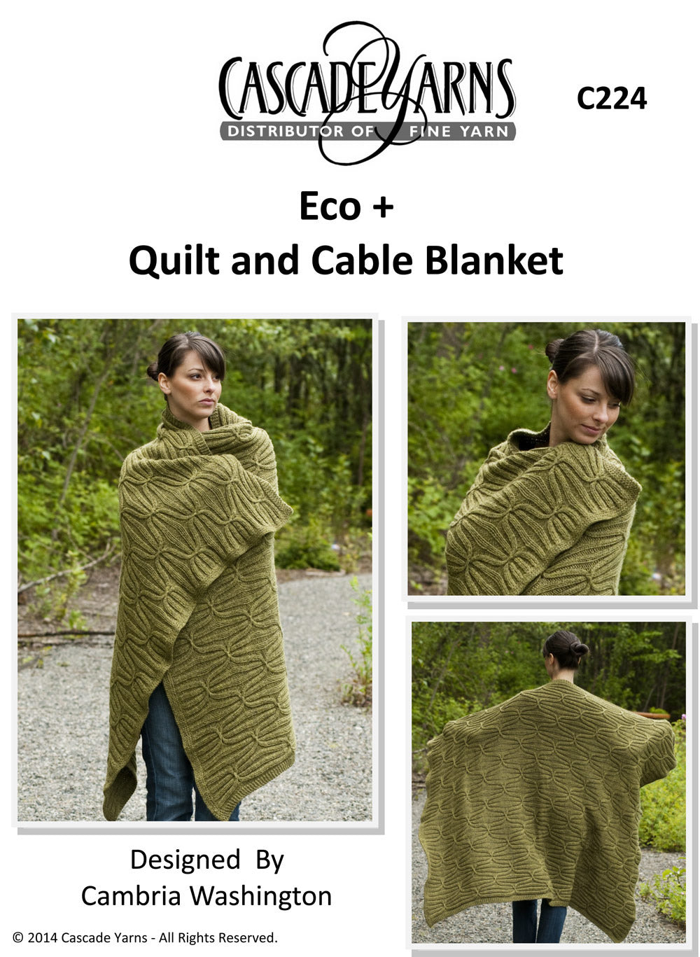 Cascade Yarns C Eco+ Quilt and Cable Blanket Knitting